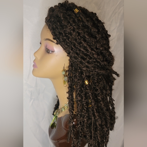 New Handmade Buttefly Locs Lace Frontal Wig- 14 inches, Color #4 - Picture 6 of 11